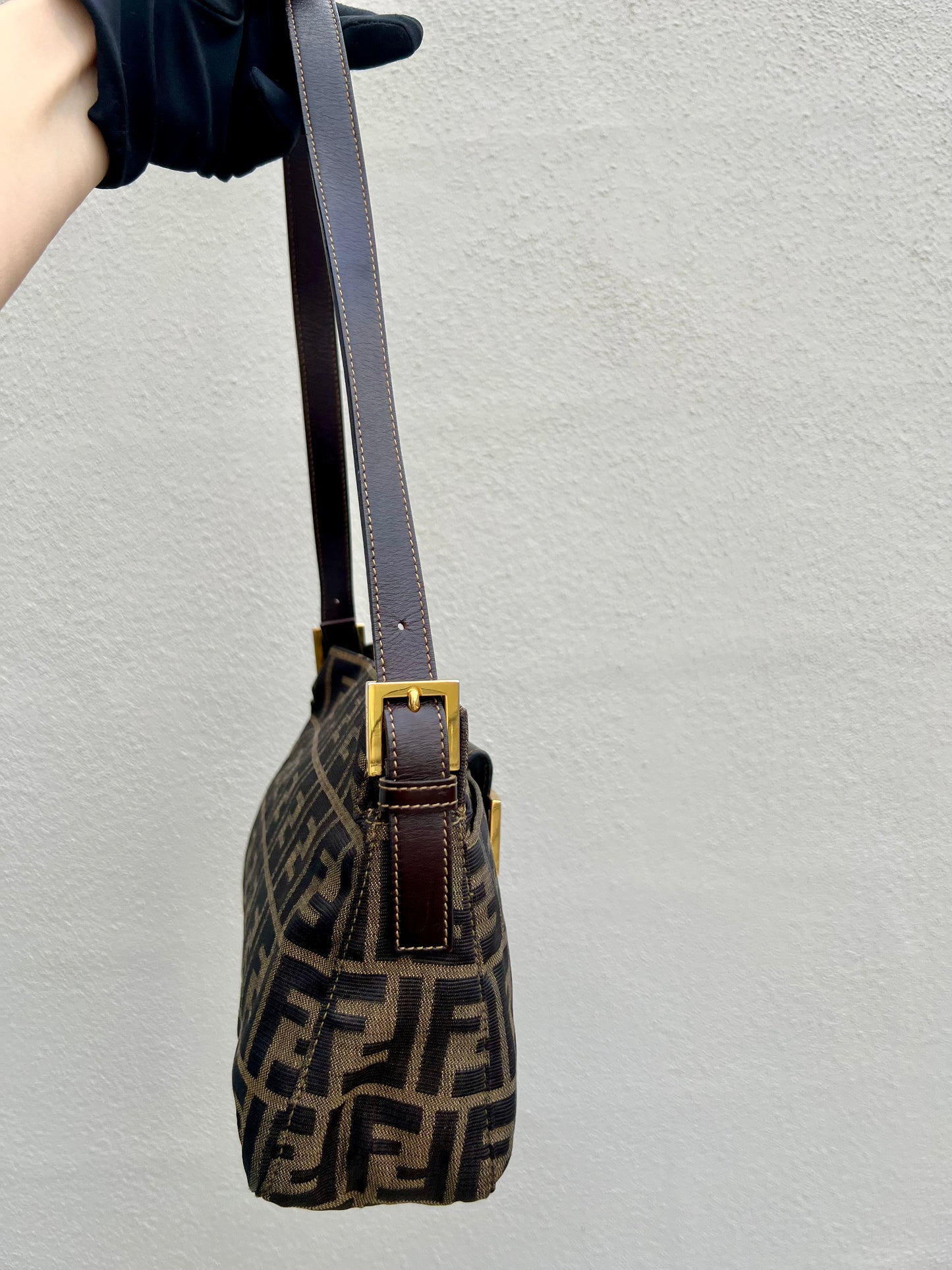 Pre-loved Fendi Zucca FF Mamma Forever Baguette Flap