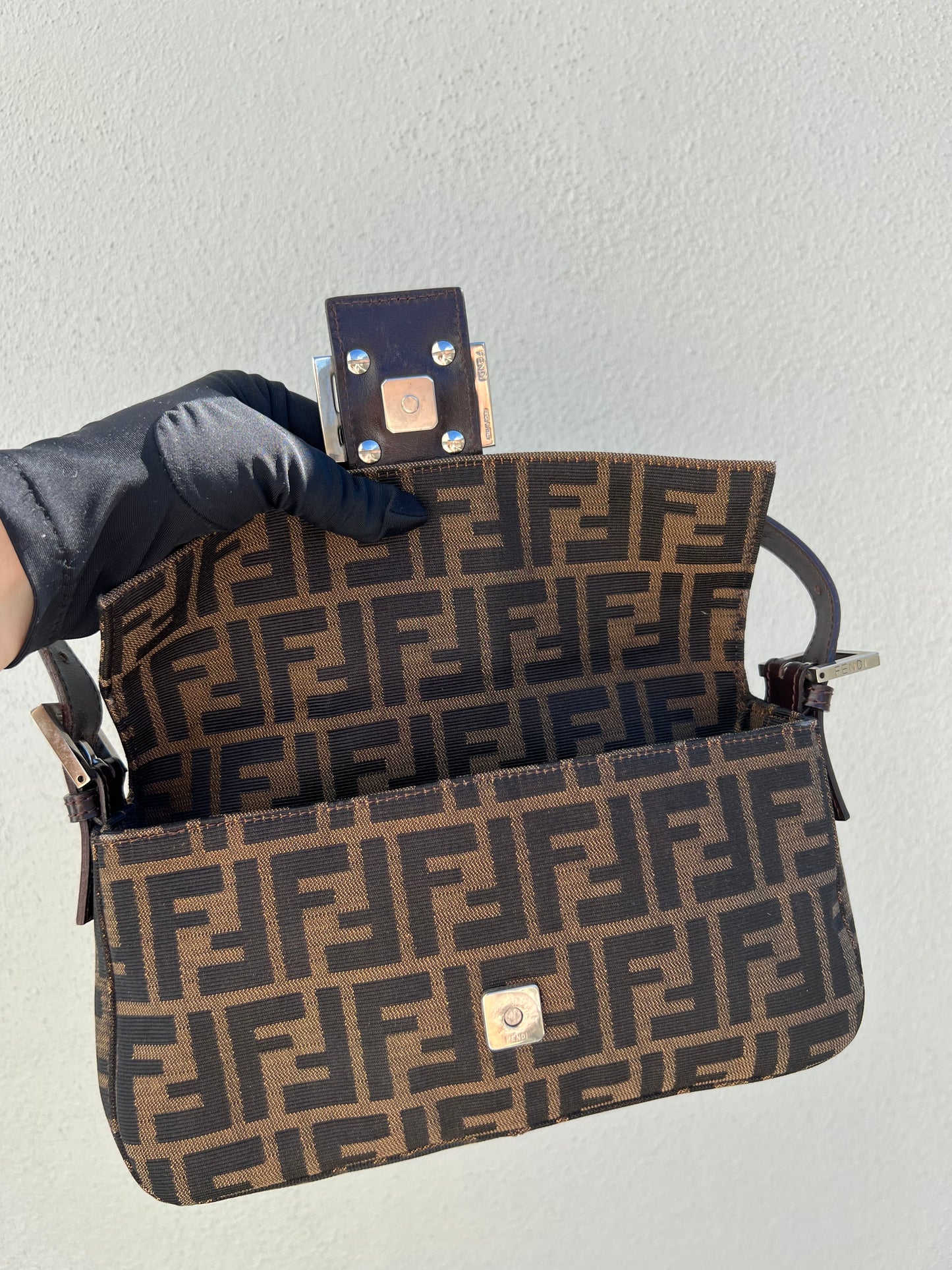 Pre-loved Fendi Vintage Zucca Baguette Handbag
