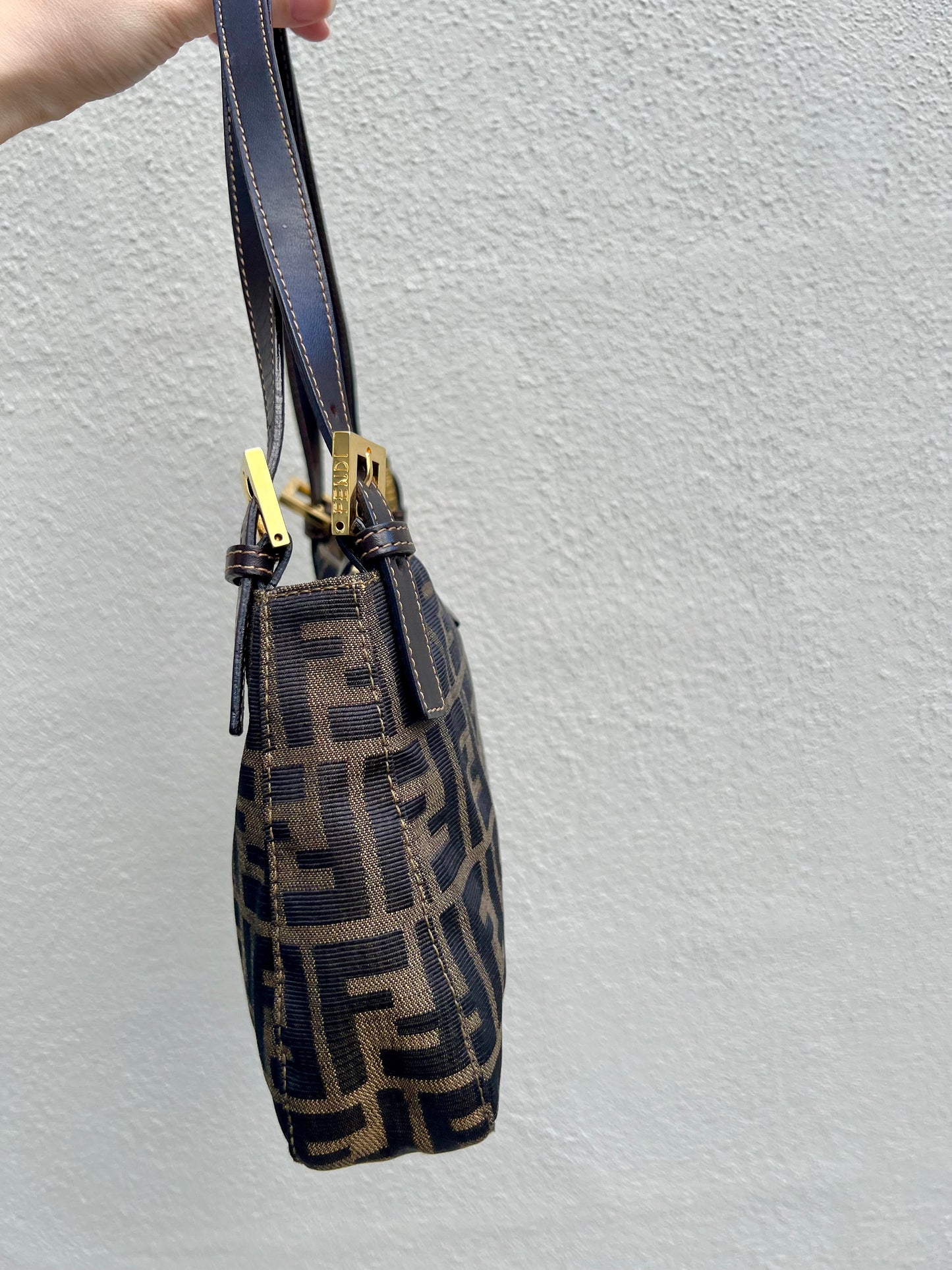 Pre-loved Fendi Zucca Canvas Shoulder Bag GHW