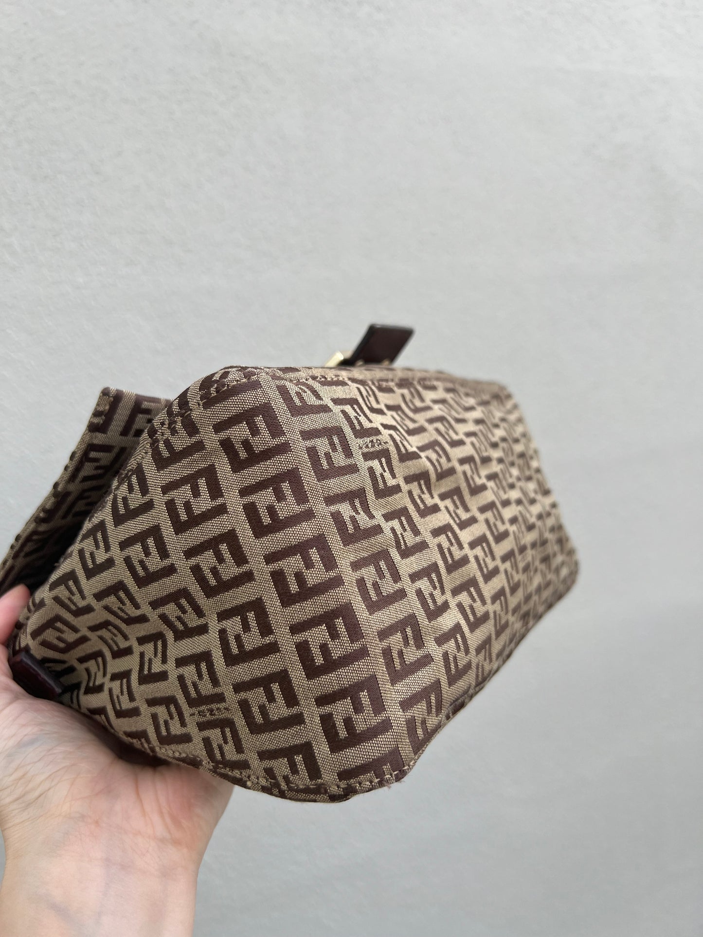 Pre-loved Fendi Vintage Zucchino Pattern Baguette Mamma Handbag