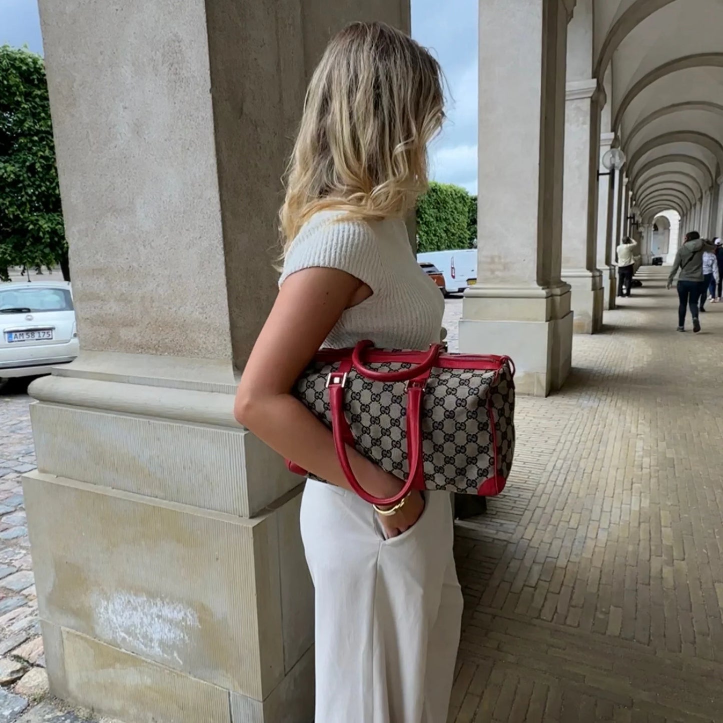 Pre-loved GG Canvas Abbey Boston Bag Red
