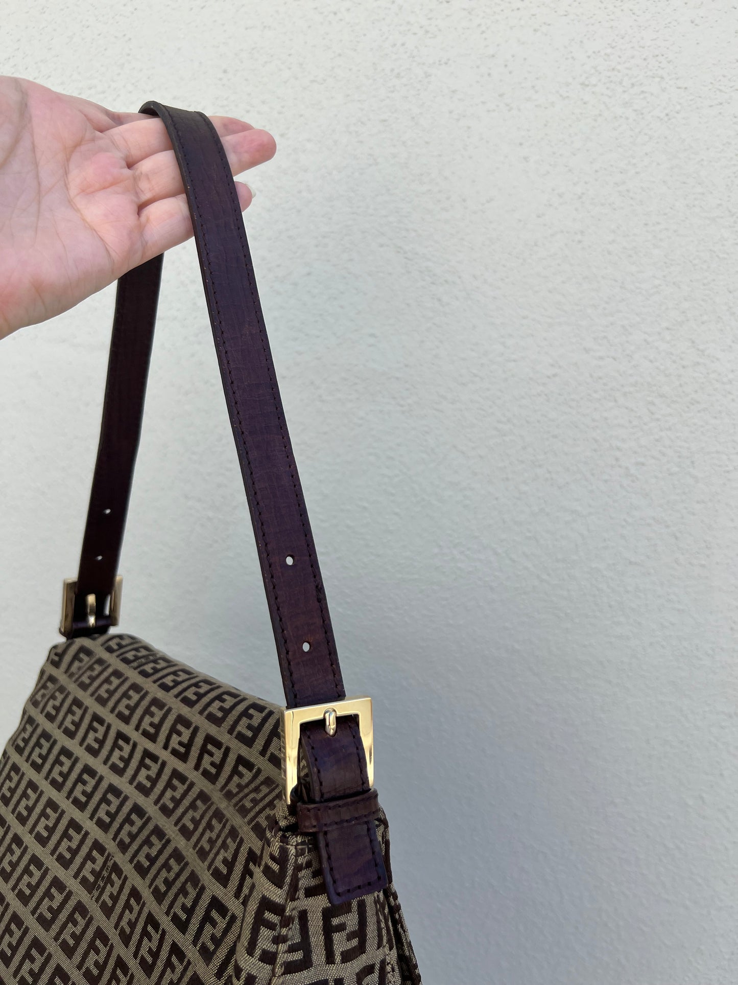 Pre-loved Fendi Vintage Zucchino Pattern Baguette Mamma Handbag