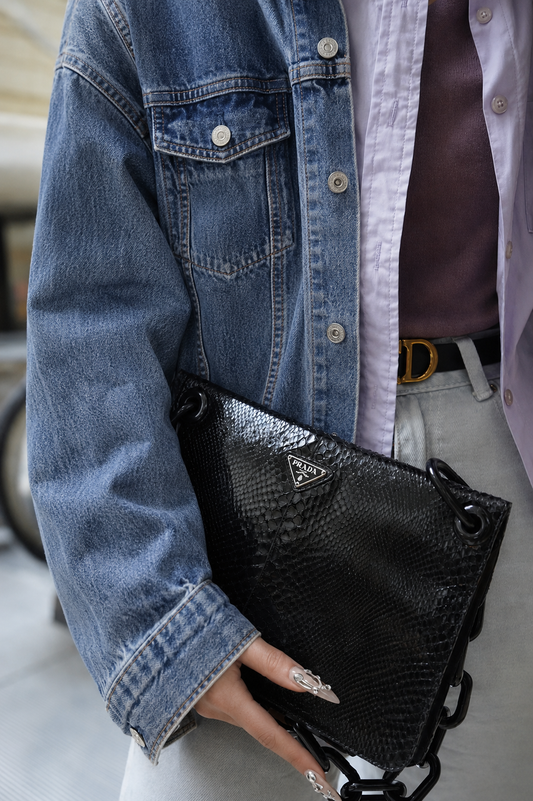 Pre-loved Vintage Prada Strap Tote Bag Black