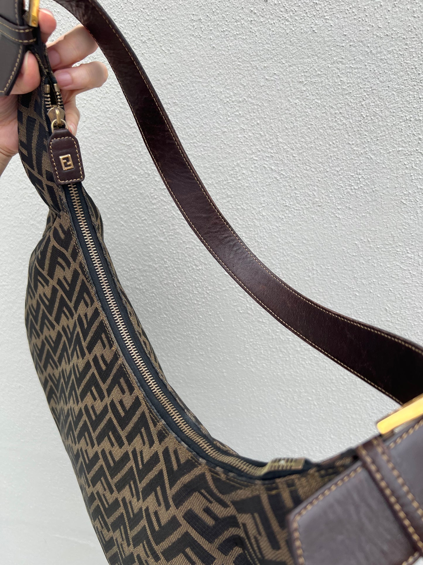 Pre-loved Fendi  Tobacco Zucca Print Large Shoulder Hobo Bag Brown