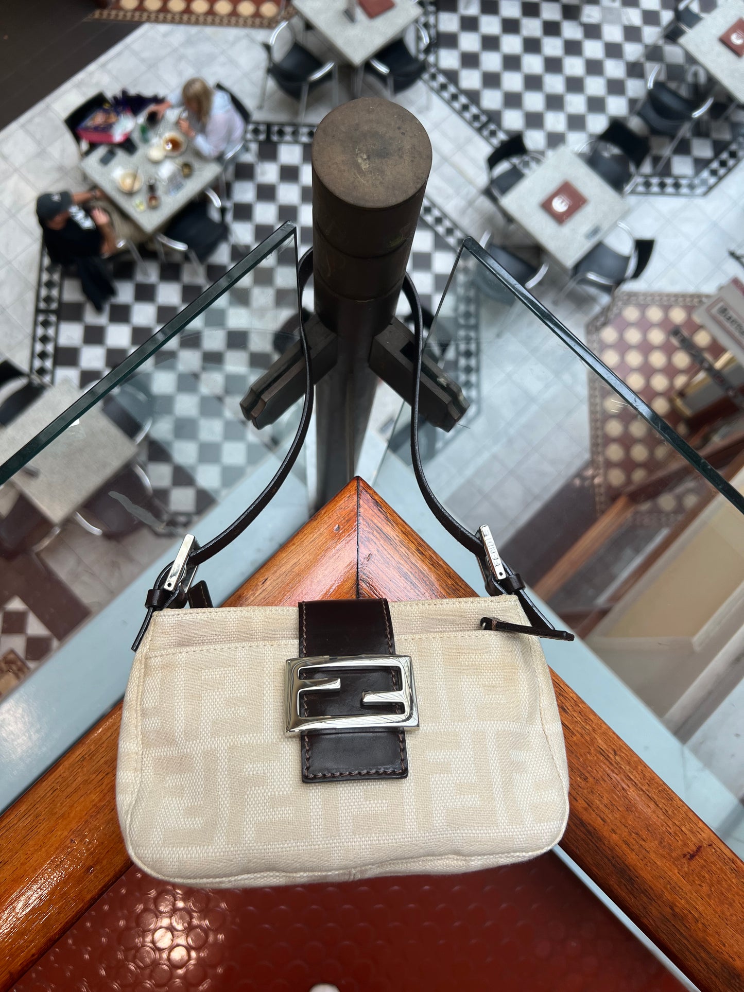 Pre-loved Fendi Zucca Mini Baguette Handbag