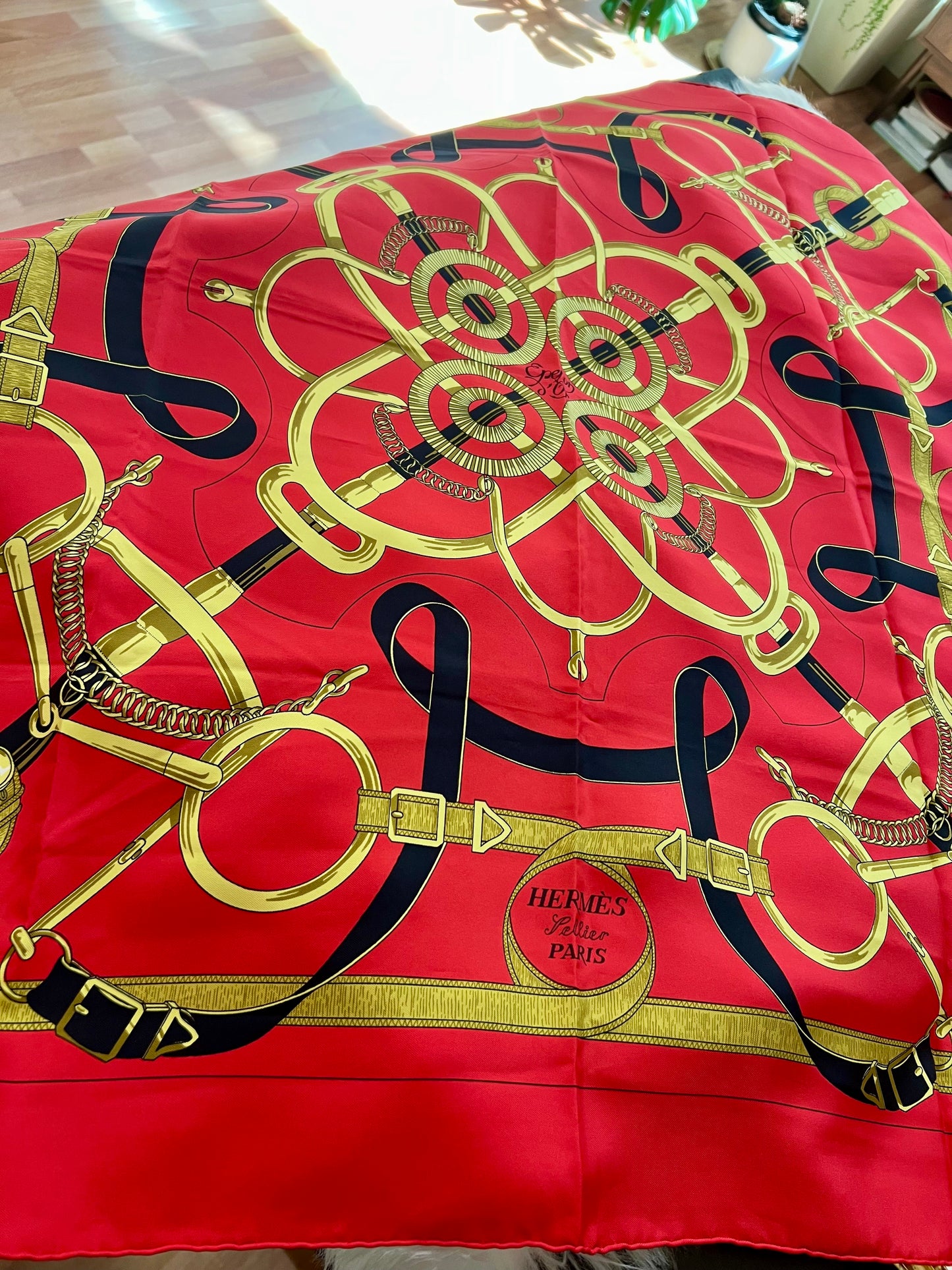 Pre-loved Hermès Vintage Silk Scarf EPERON D'OR By Henri D'origny