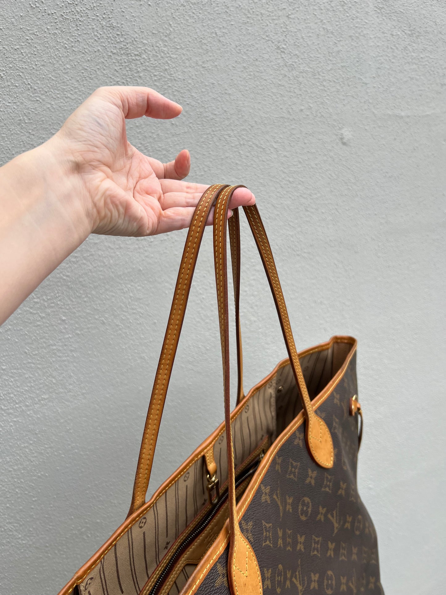 Pre-loved Louis Vuitton Neverfull Leather Tote GM Monogram 2008