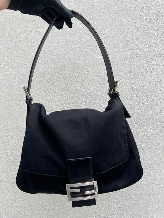 Pre-loved Fendi Mamma Baguette Handbag Black Nylon