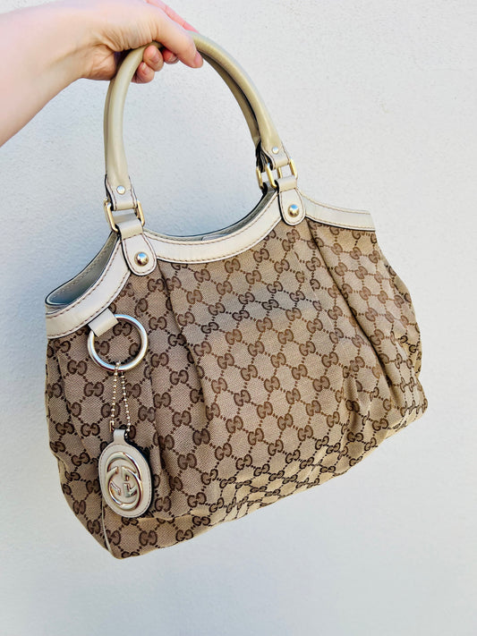 Pre-loved Gucci medium Sukey Guccissima GG shoulder bag