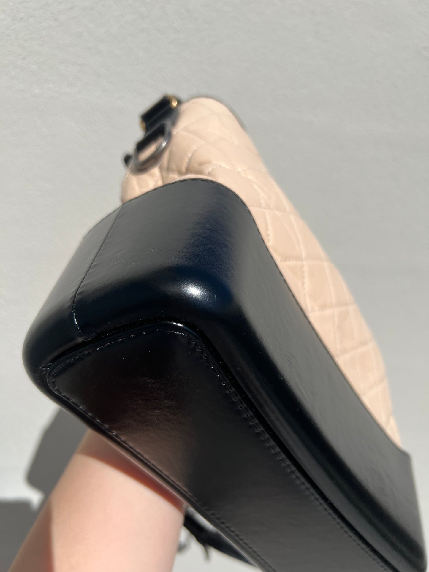 Pre-loved Chanel Beige/Black Quilted Leather Medium Gabrielle Hobo Bag