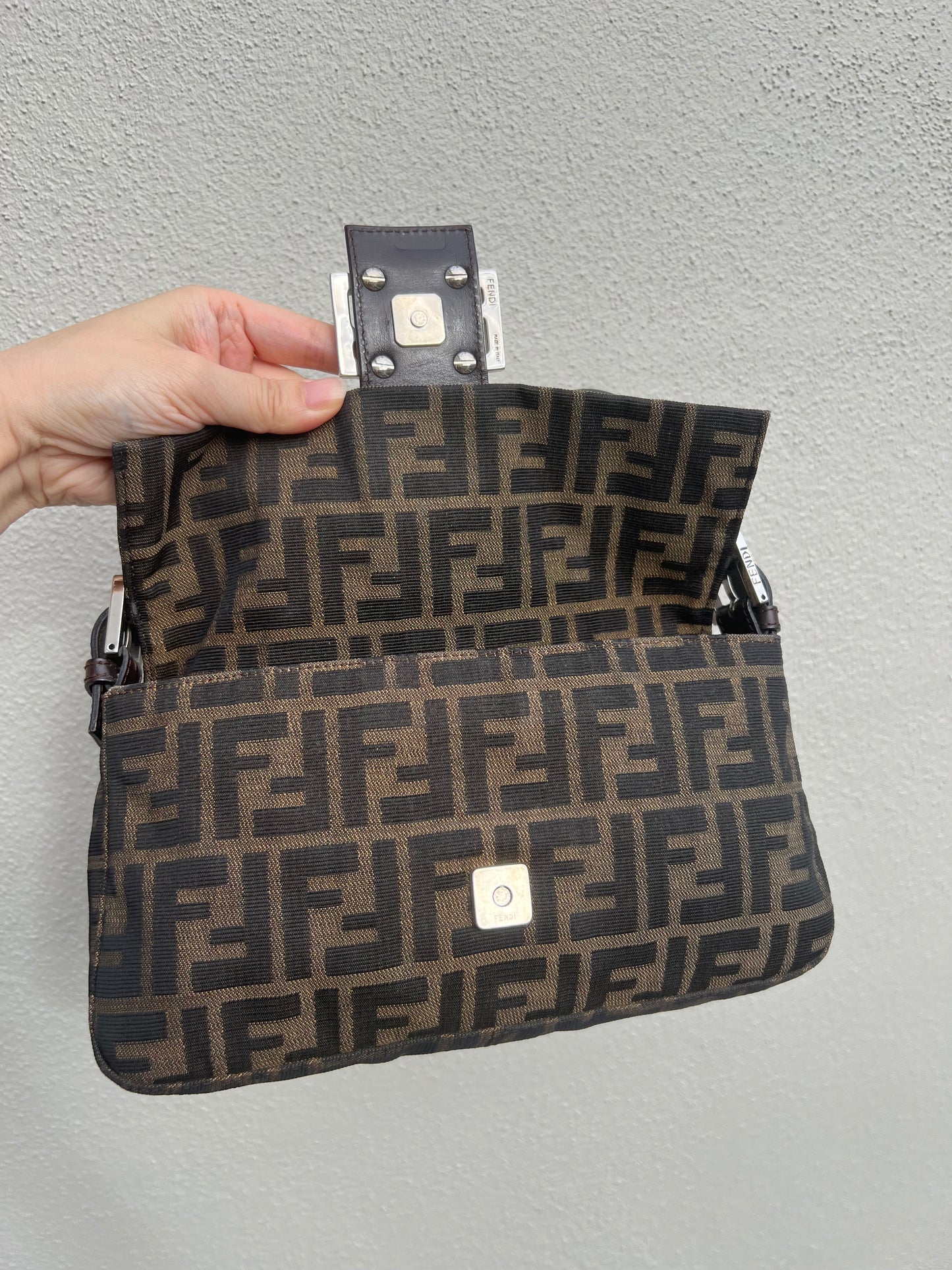 Pre-loved Fendi Vintage Zucca Baguette Handbag