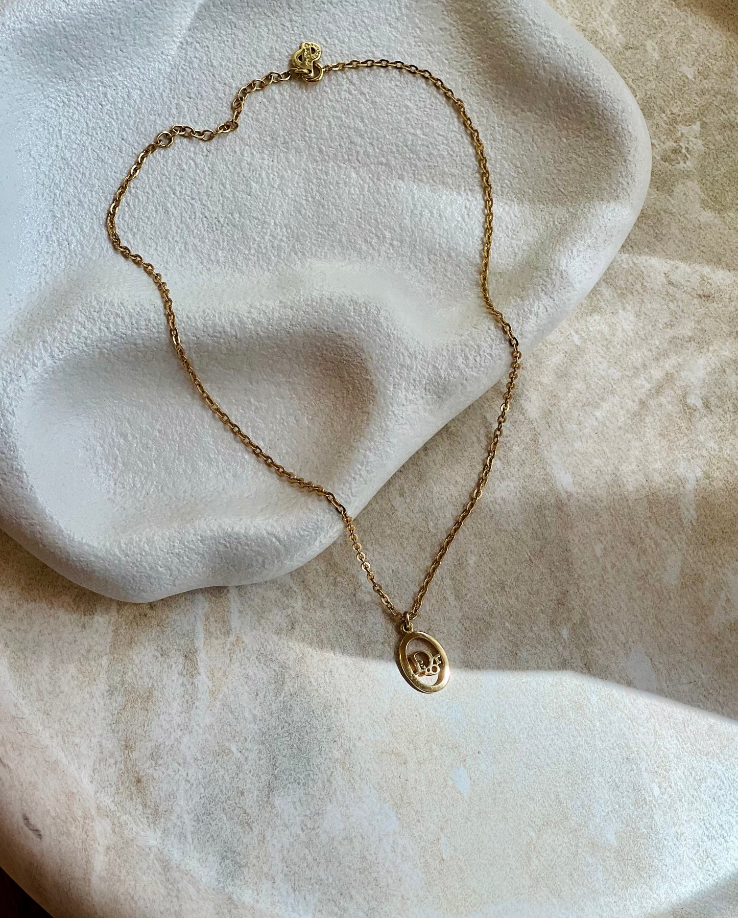 Pre-loved Christian Dior Logo Necklace Gold 80s