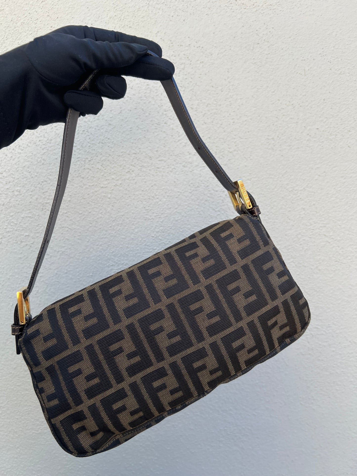 Pre-loved Fendi Vintage Zucca Baguette Handbag