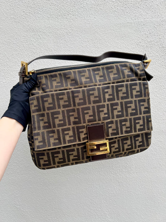 Pre-loved Fendi Large Zucca Mama Forever Zip-top Shoulder Bag