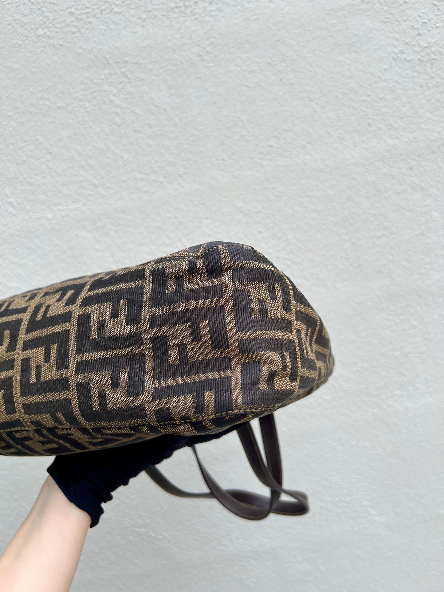 Pre-loved Fendi Zucca Brown Double Handle Bag