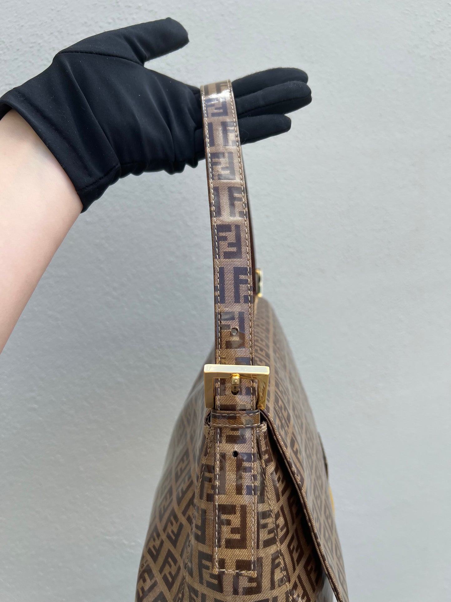 Pre-loved Fendi Vintage Crystal Zucchino Mamma Baguette Handbag