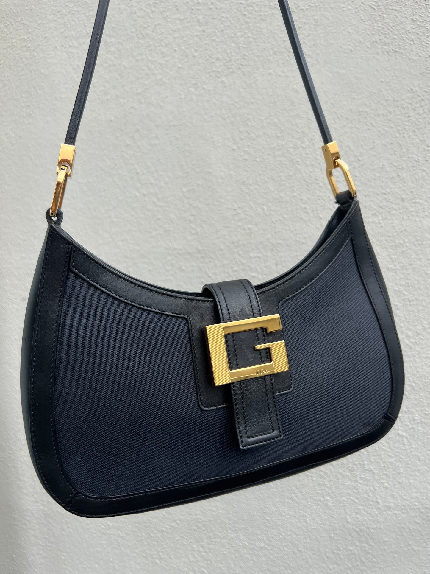 Pre-Loved Gucci 
Square G Shoulder bag with Gold hardware