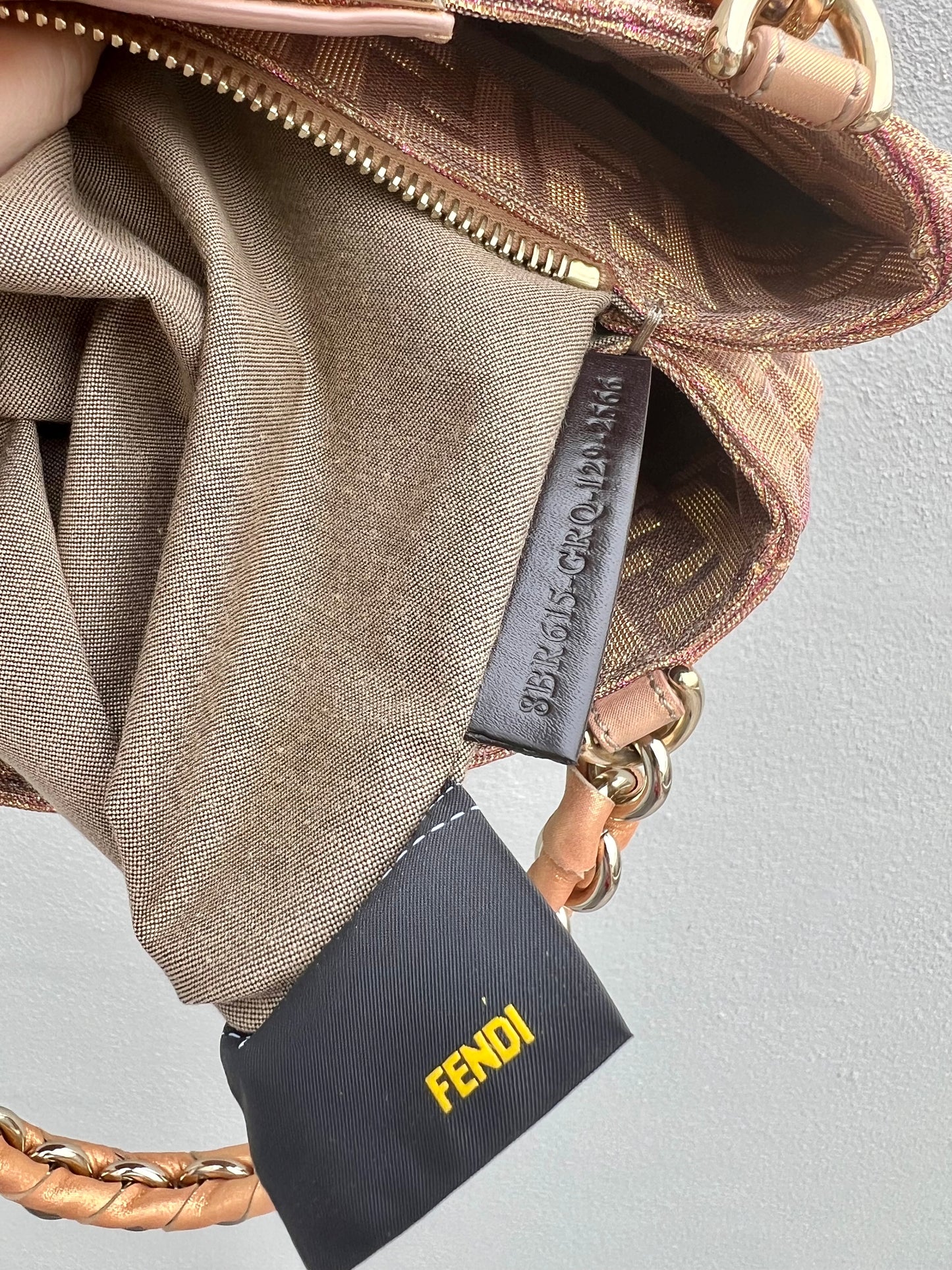 Pre-loved Fendi Metallic FF Zucca Small Mia Gold-tone Tote Handbag