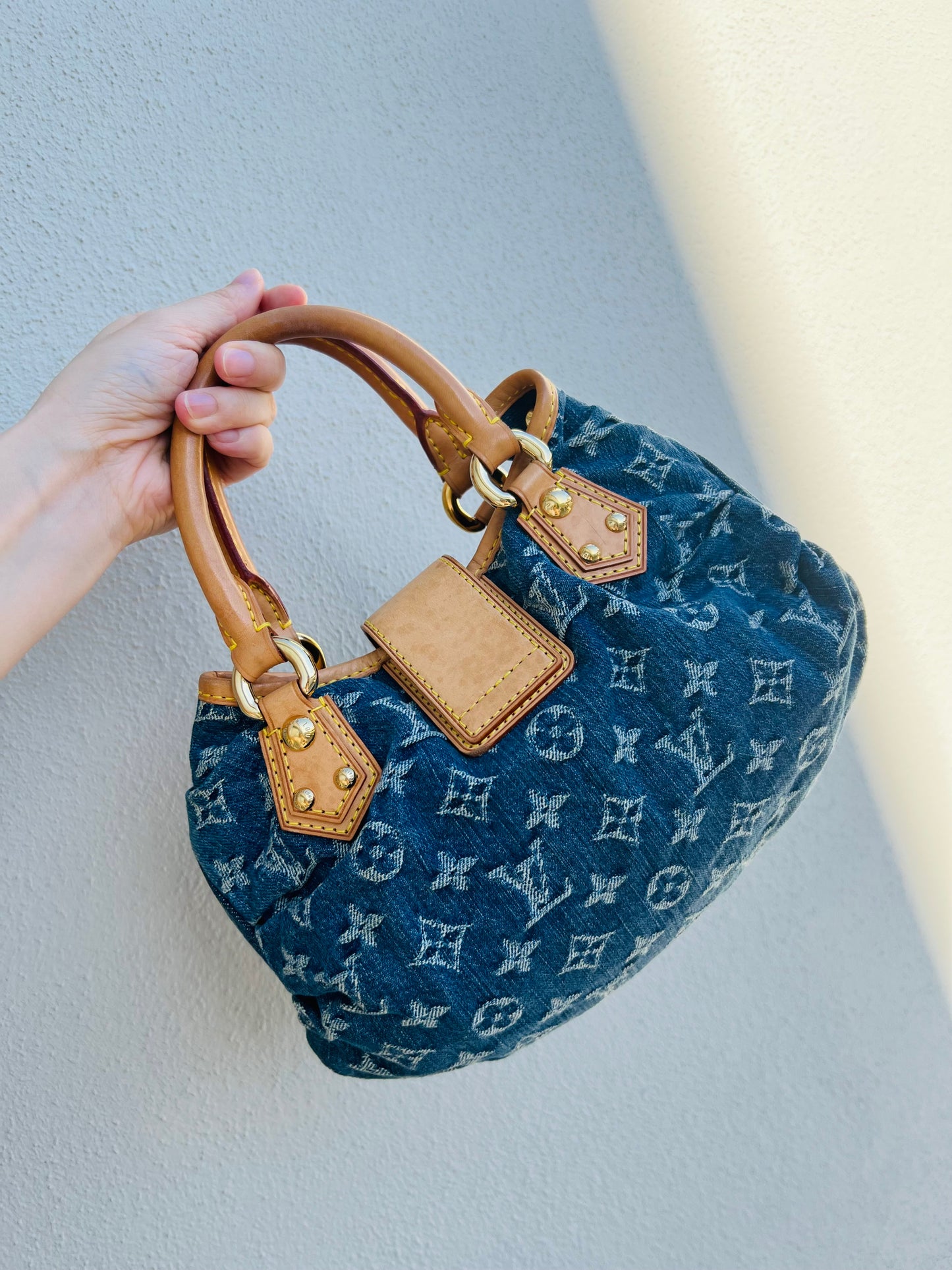 Pre-loved Louis Vuitton Vintage Monogram Denim Pleaty Handbag