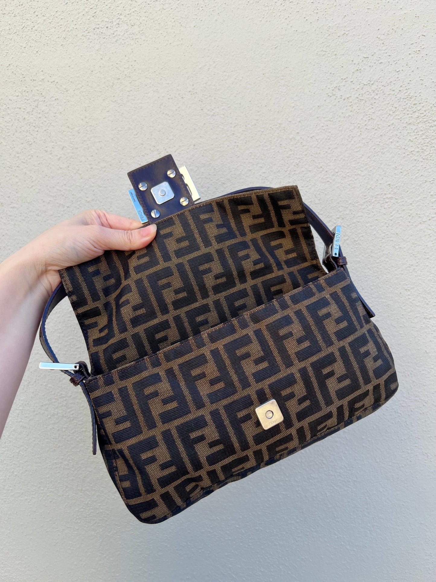 Pre-loved Fendi Vintage Zucca Baguette Handbag