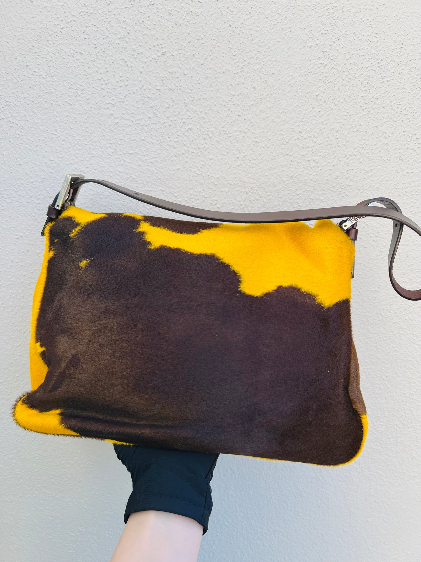 Pre-loved Fendi Ponyhair Cow Priny Mamma Baguette Handbag