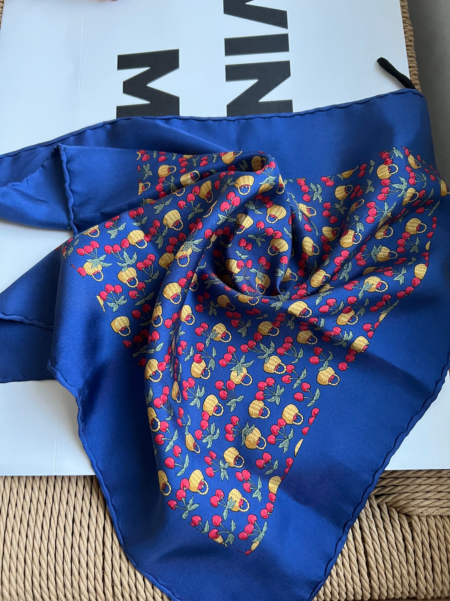 Pre-loved Hermès Cherry and Baskets Square Scarf