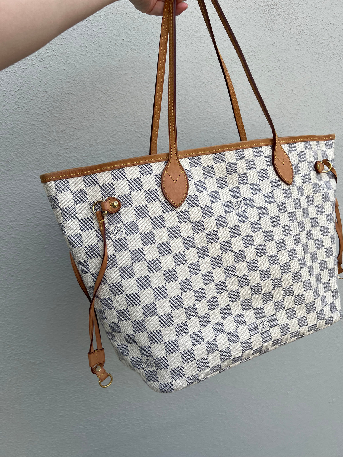 Pre-loved Louis Vuitton Neverfull Leather Tote MM Damier 2012