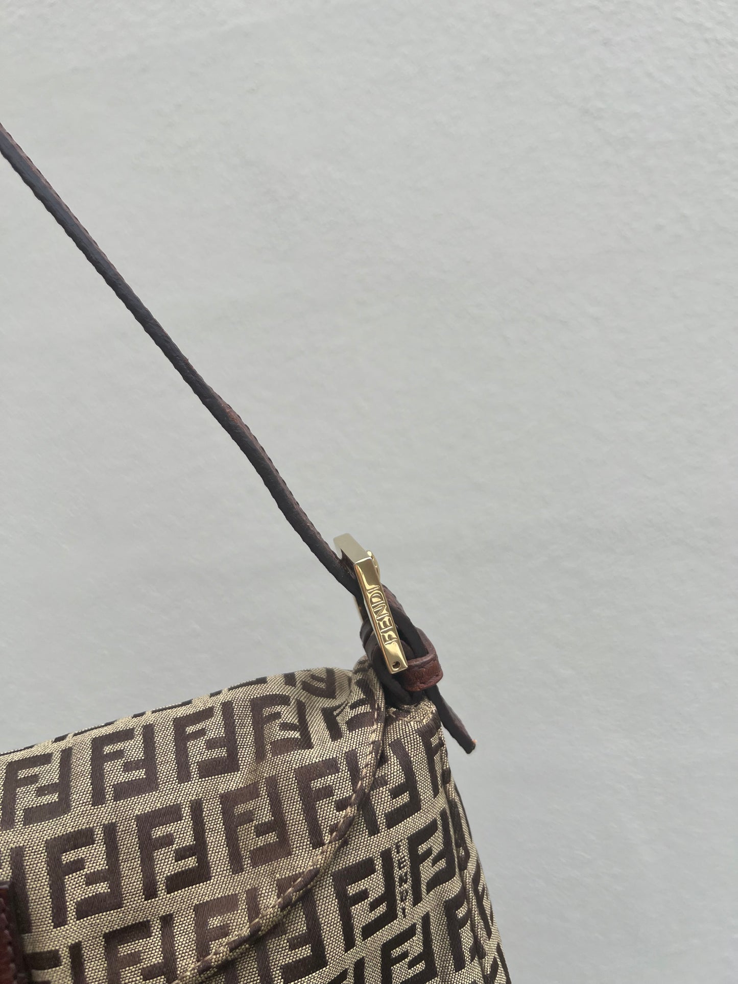 Pre-loved Fendi Vintage Zucchino Pattern Baguette Handbag Brown