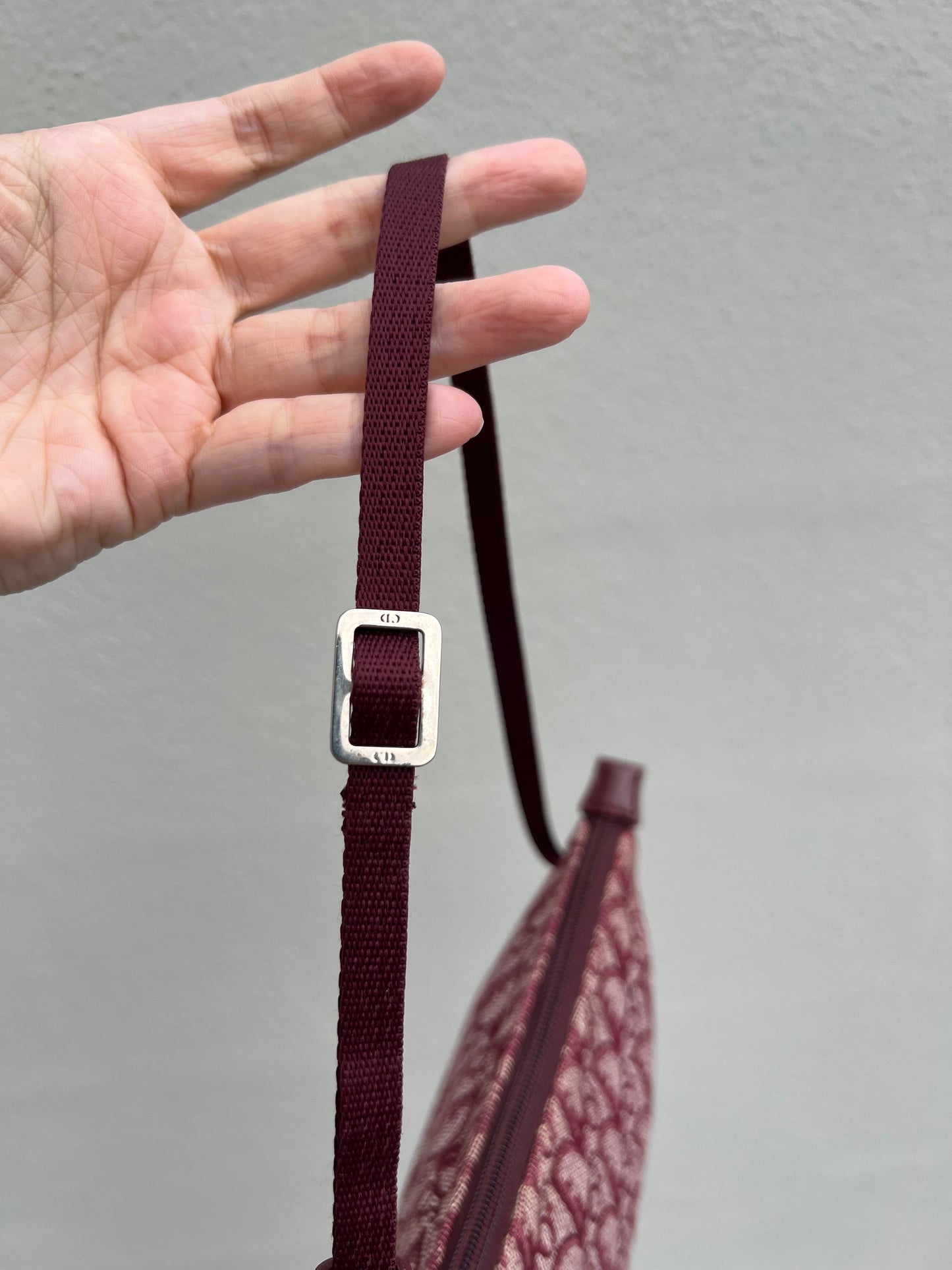 Pre-loved Christian Dior vintage Trotter Shoulder Bag Berry