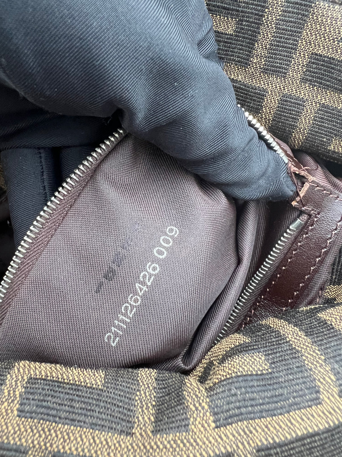 Pre-loved Fendi Zucca Double Flap Baguette Shoulder Bag