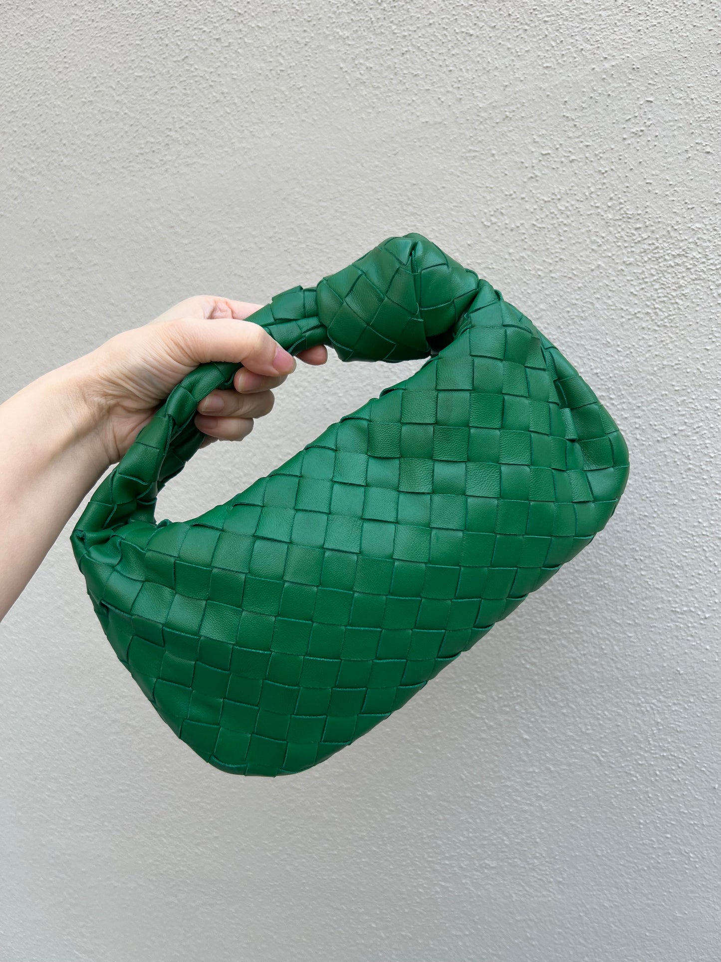 Pre-loved Bottega Veneta Top Handle Mini Jodie Bag Green Lambskin