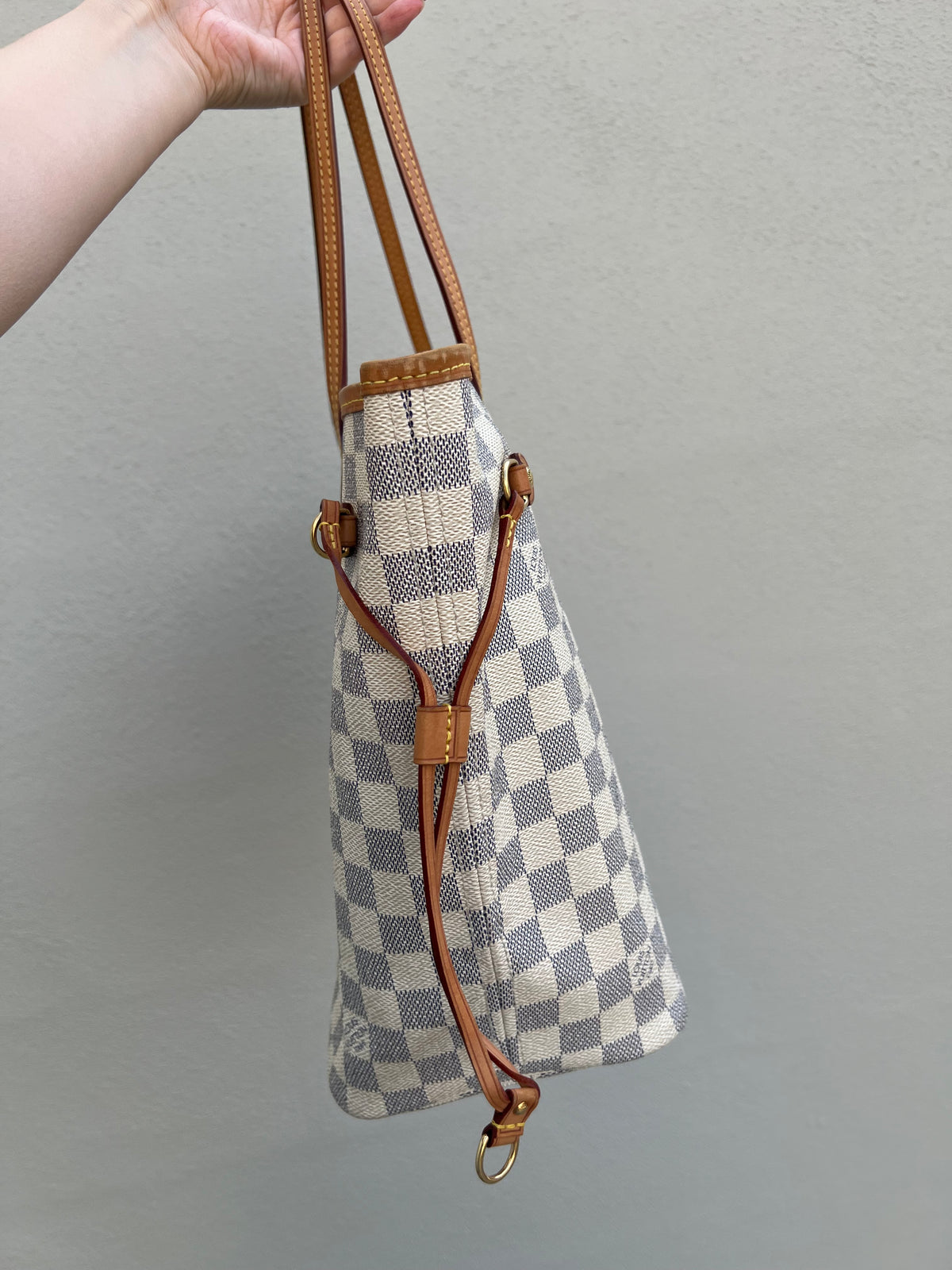 Pre-loved Louis Vuitton Neverfull Leather Tote MM Damier 2012