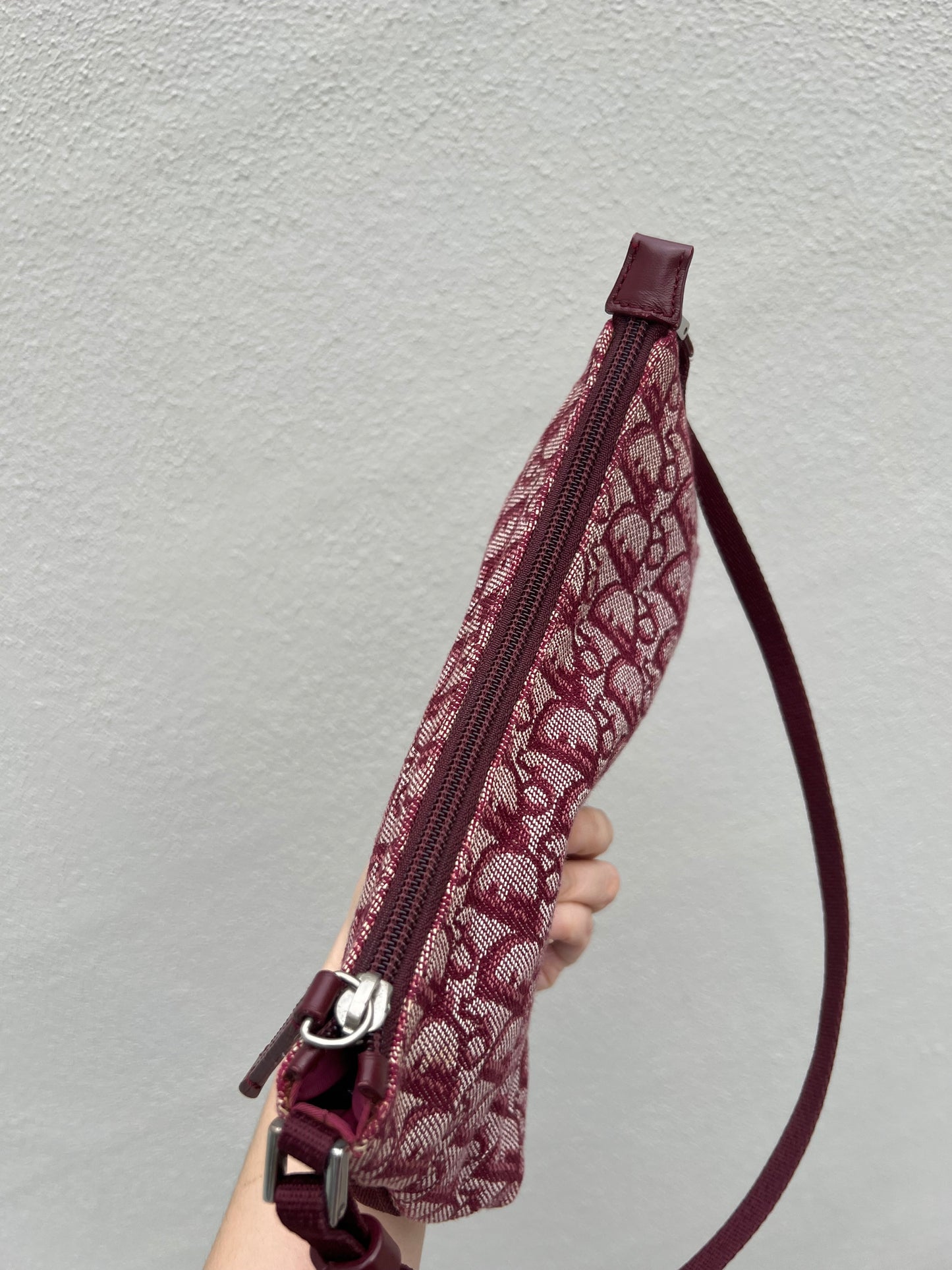 Pre-loved Christian Dior vintage Trotter Shoulder Bag Berry