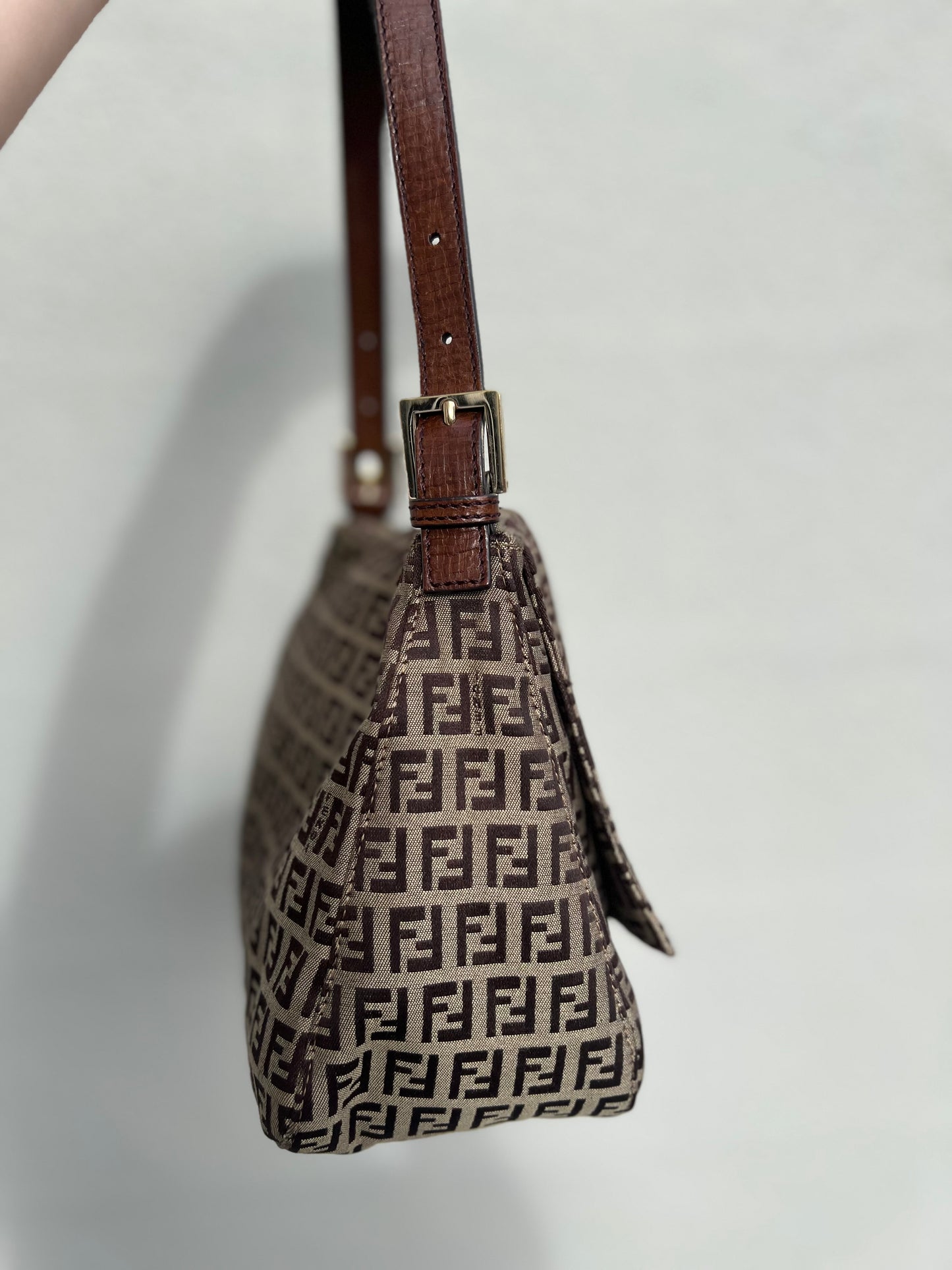 Pre-loved Fendi Vintage Zucchino Pattern Baguette Mamma Handbag