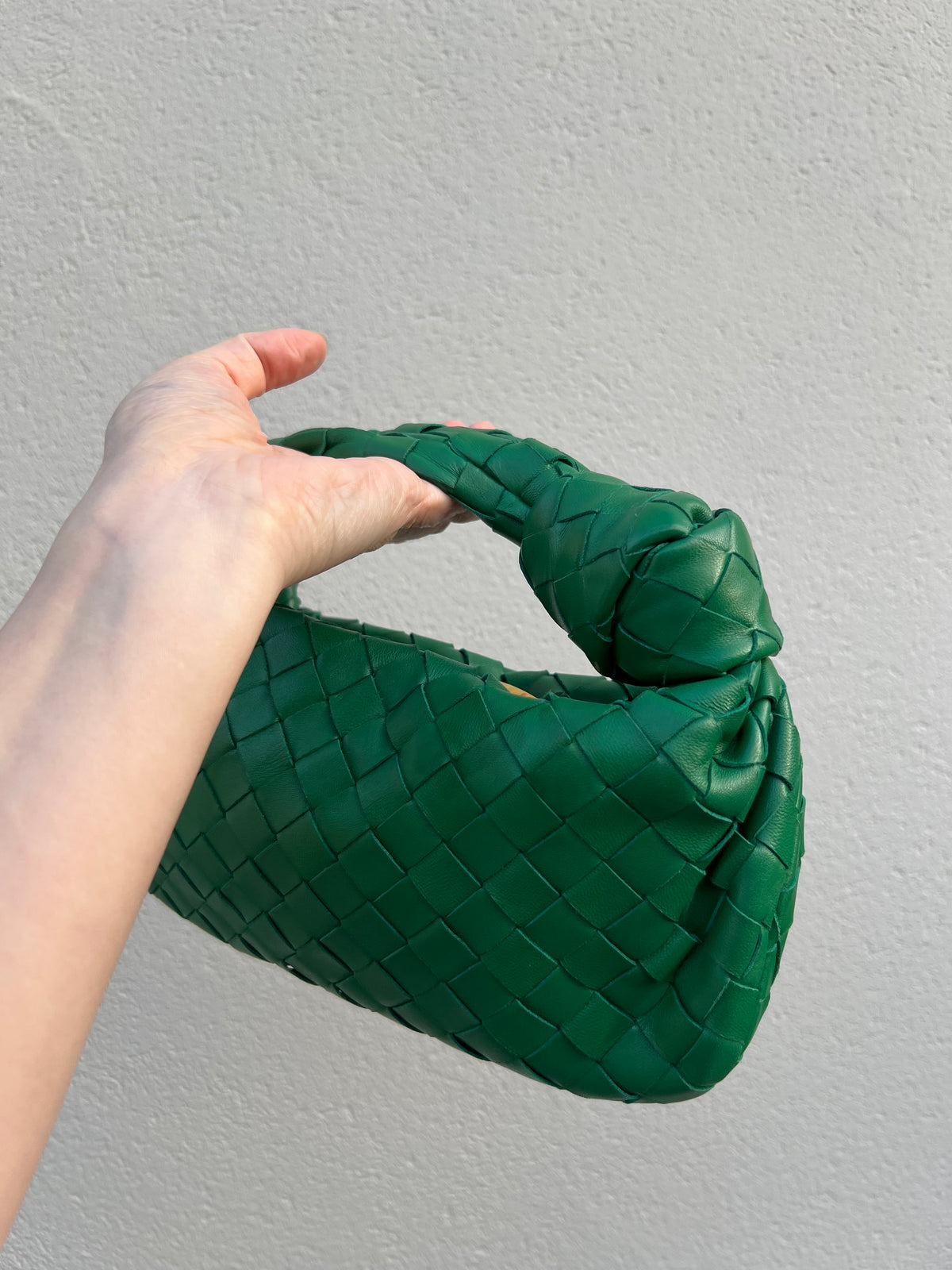 Pre-loved Bottega Veneta Top Handle Mini Jodie Bag Green Lambskin