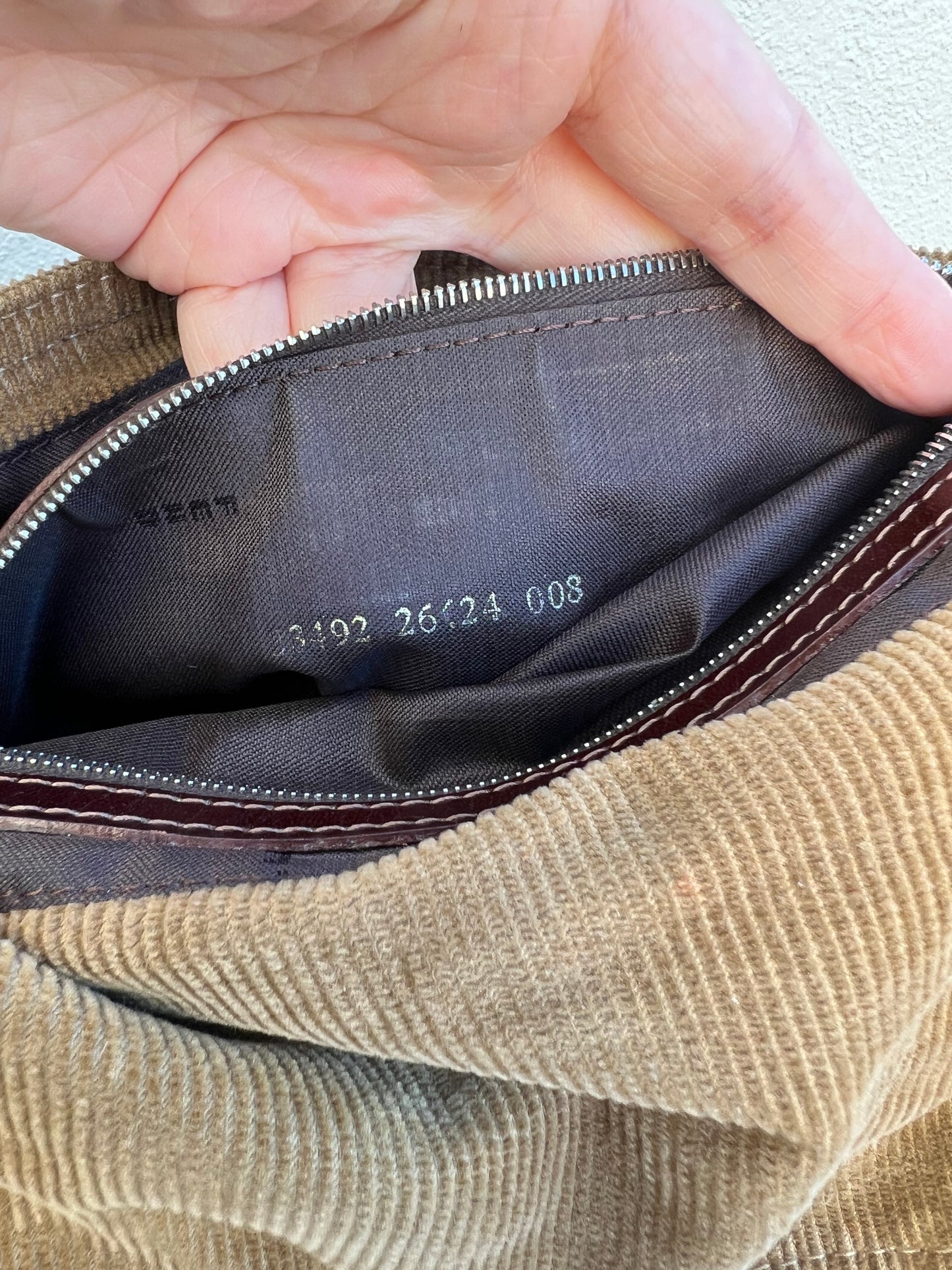 Pre-loved Fendi Camel-toned corduroy Corduroy Baguette Bag