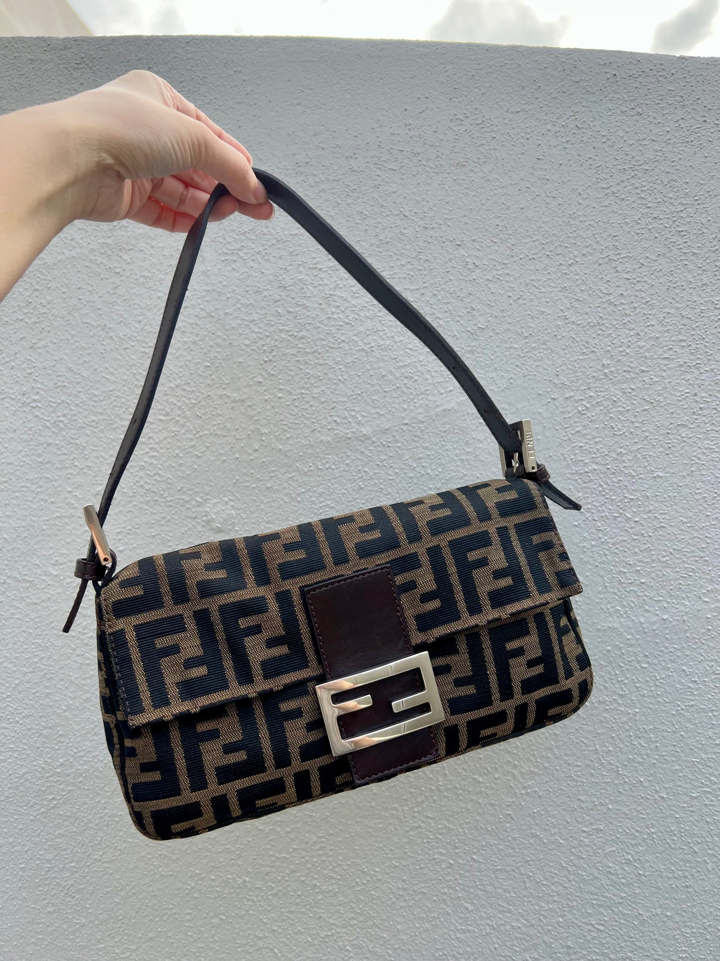 Pre-loved Fendi Vintage Zucca Baguette Handbag