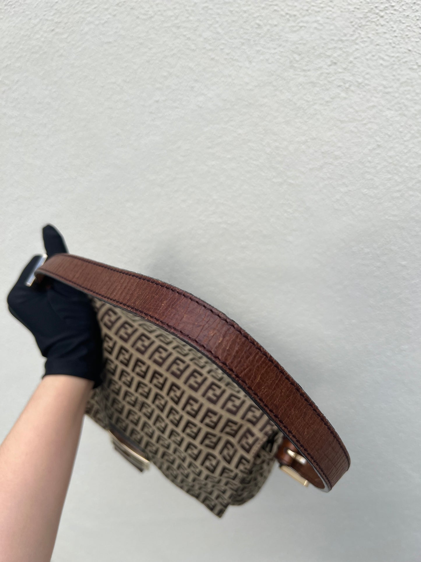 Pre-loved Fendi Vintage Zucchino Pattern Baguette Mamma Handbag