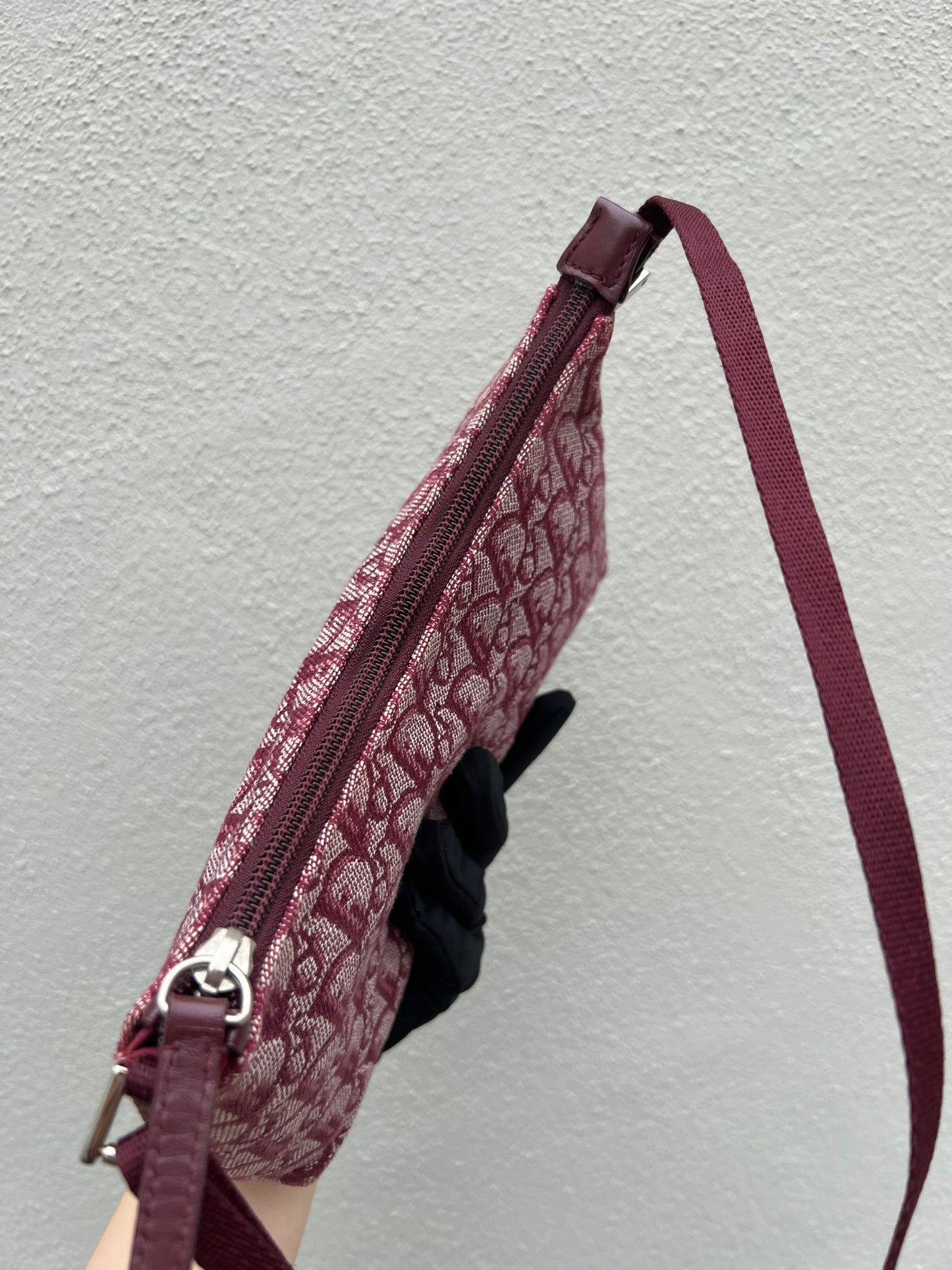 Pre-loved Christian Dior vintage Trotter Shoulder Bag Berry