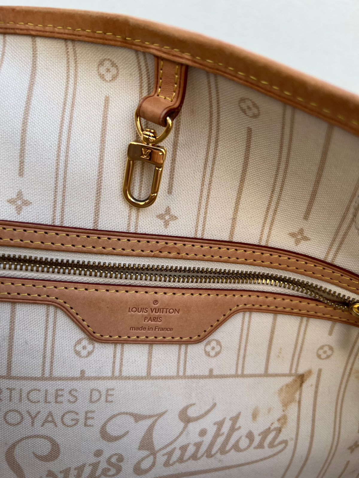Pre-loved Louis Vuitton Neverfull Leather Tote MM Damier 2012