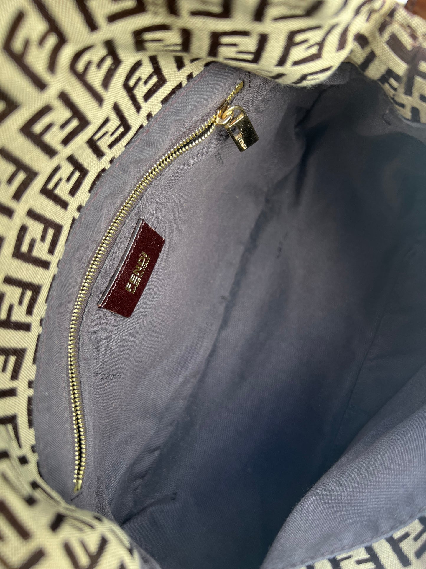 Pre-loved Fendi Vintage Zucchino Pattern Baguette Mamma Handbag