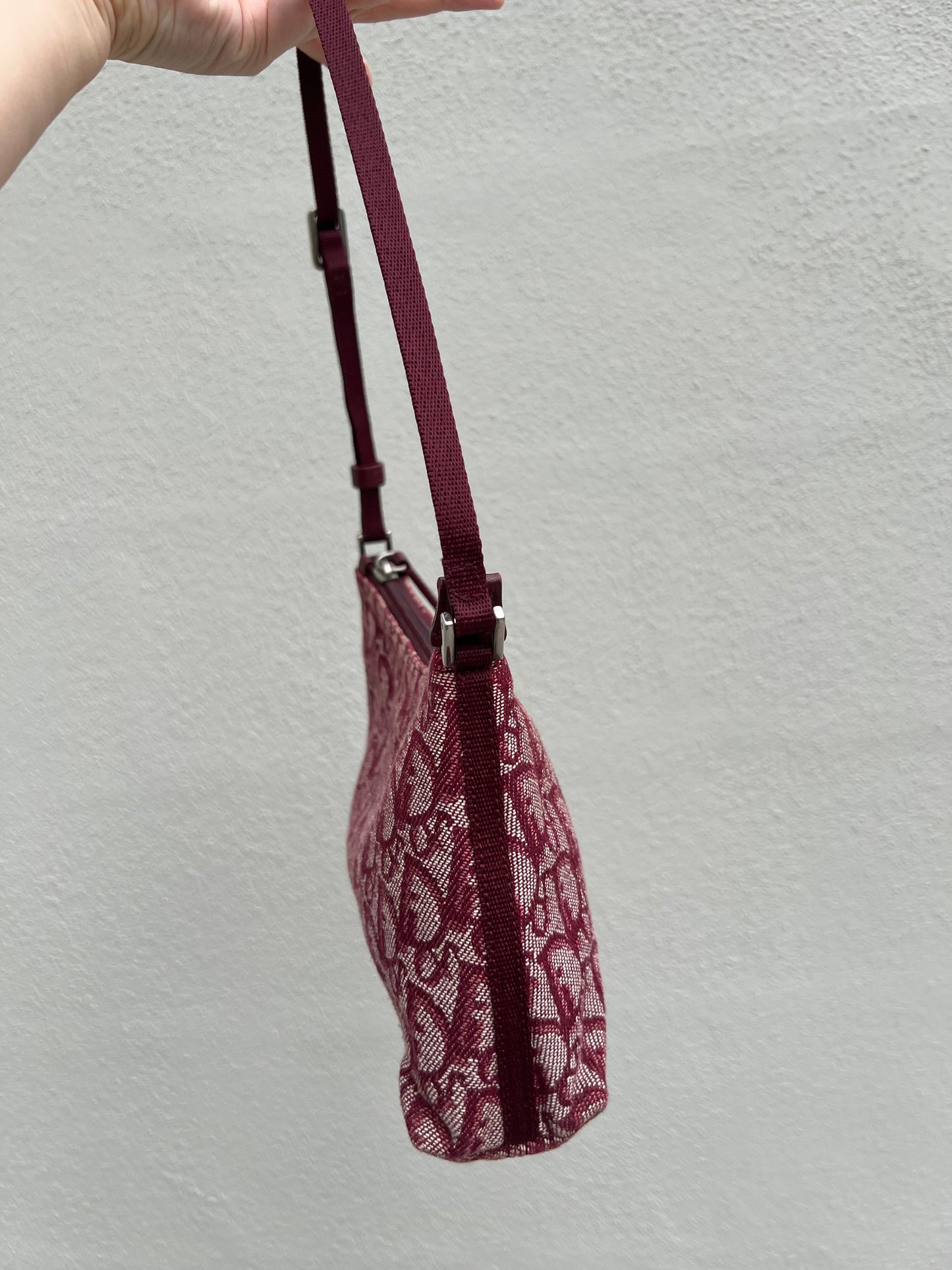 Pre-loved Christian Dior vintage Trotter Shoulder Bag Berry