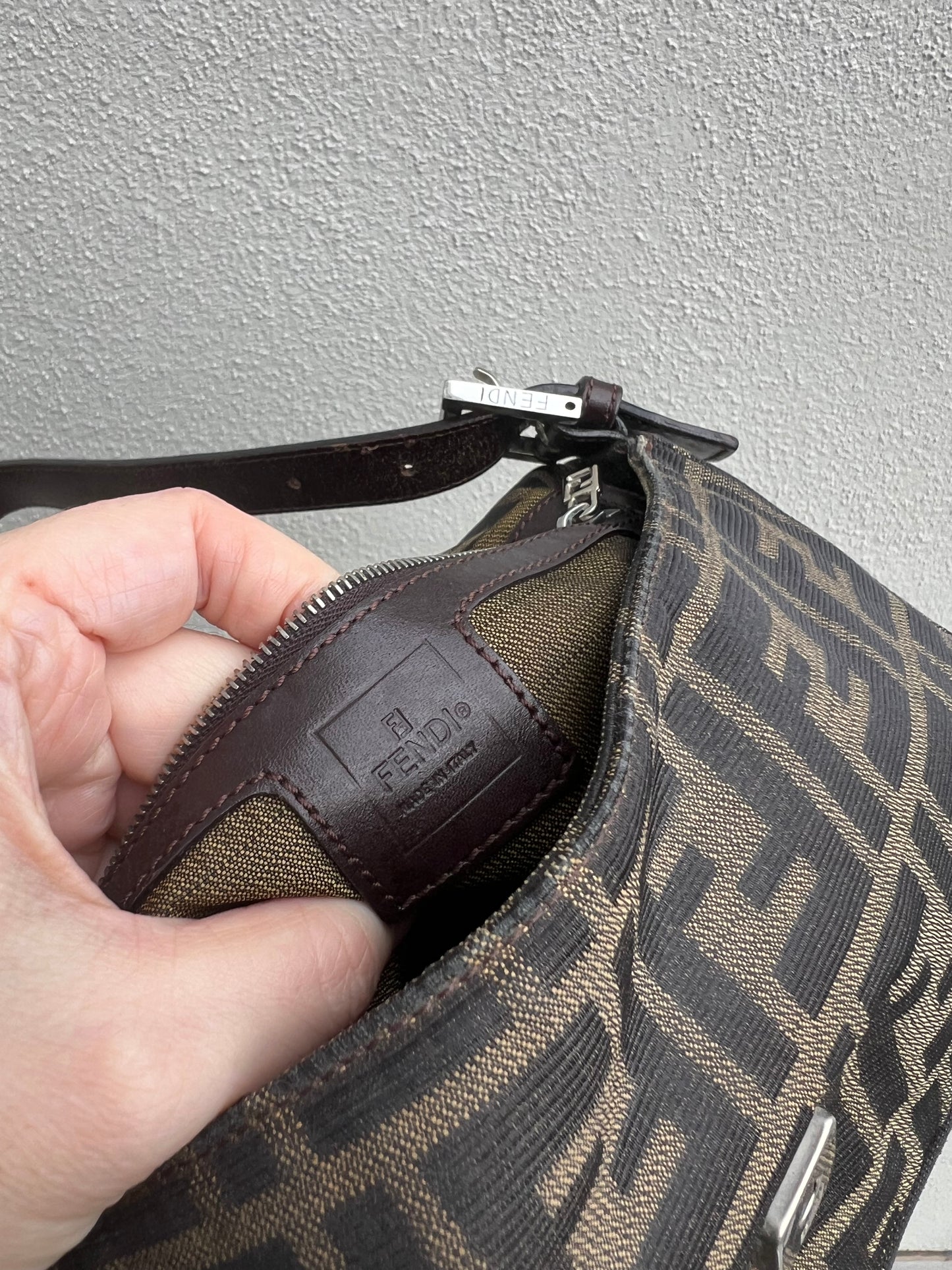 Pre-loved Fendi Vintage Zucca Baguette Handbag