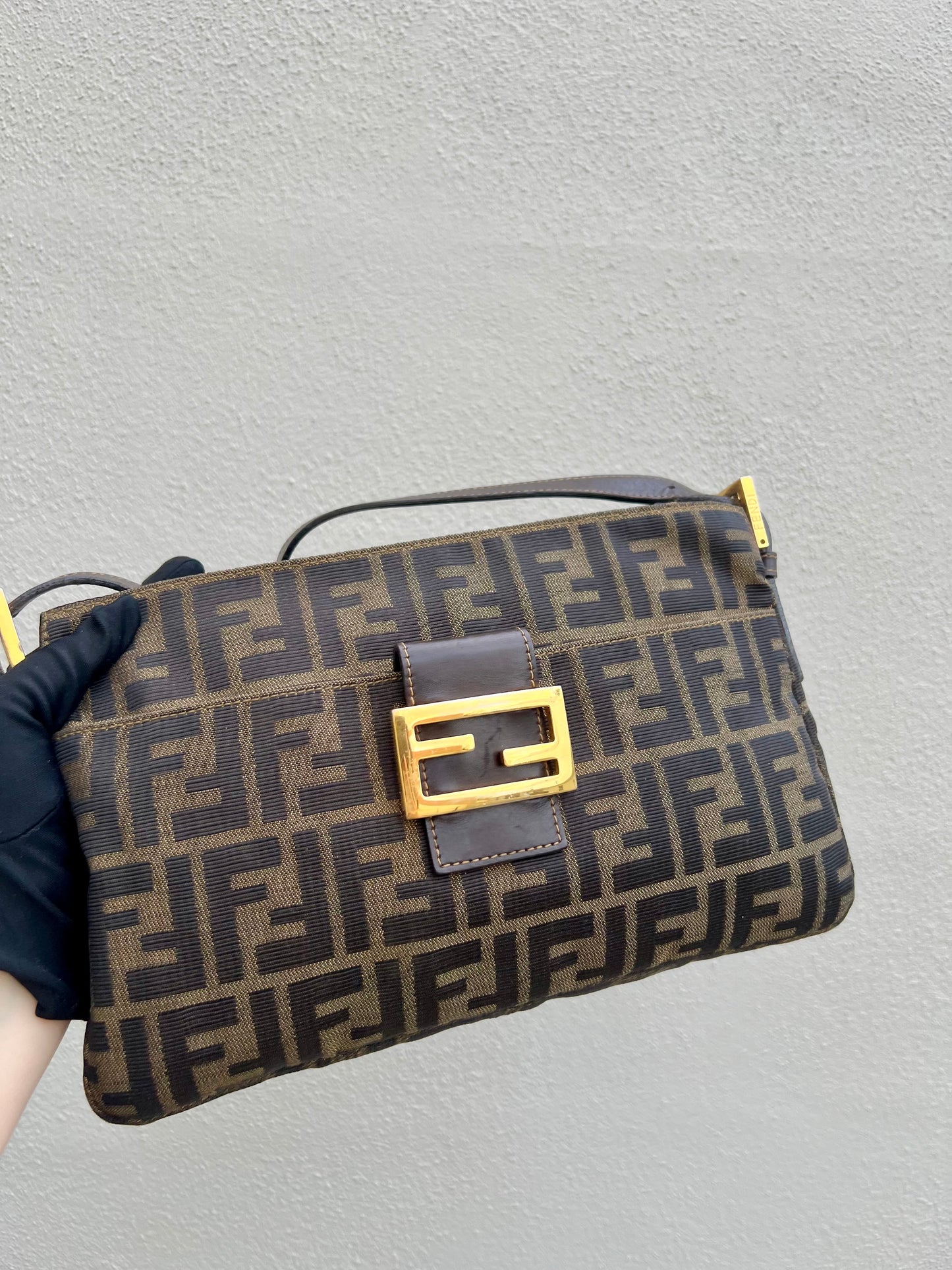 Pre-loved Fendi Zucca FF Mamma Forever Baguette Flap