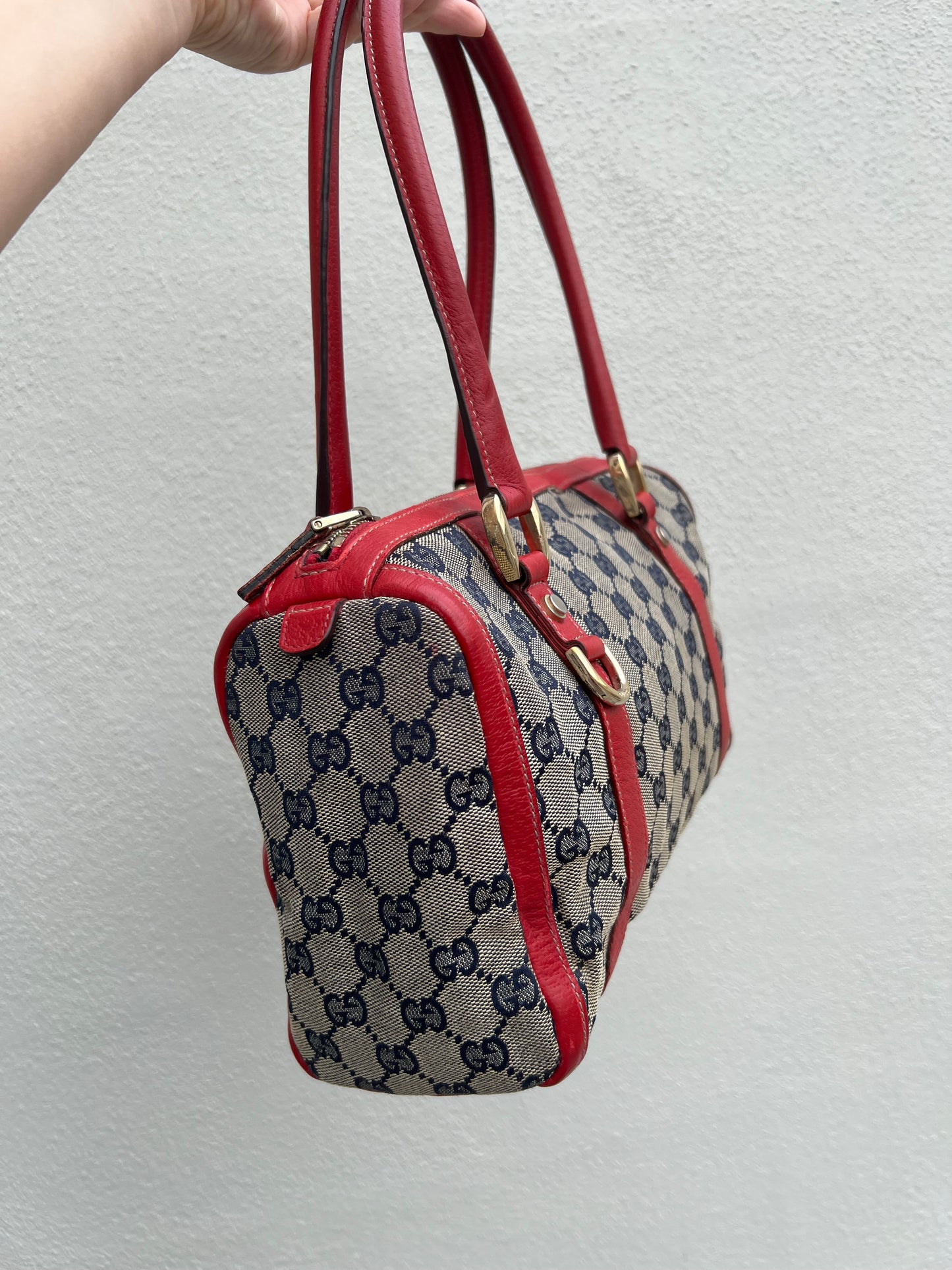 Pre-loved GG Canvas Abbey Boston Bag Red