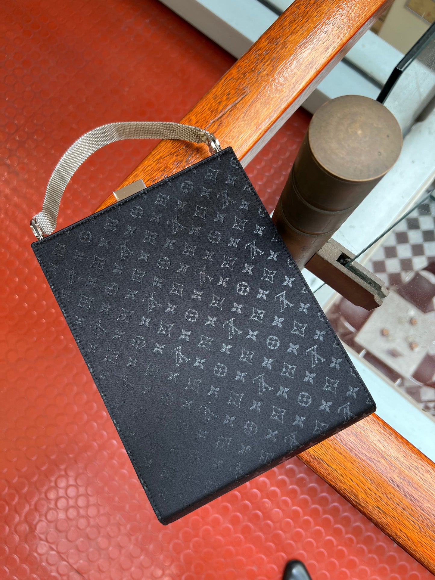 Pre-loved Louis Vuitton Limited Edition Monogram Satin Ange GM Evening Bag Black 2000