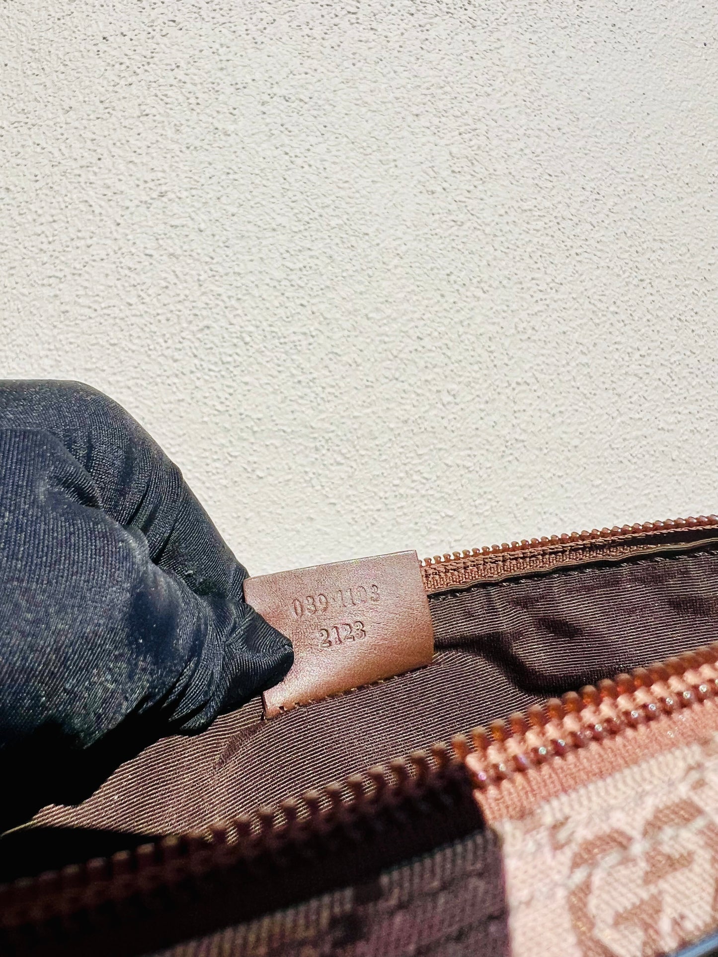 Pre-loved Gucci vintage GG Canvas Boat Baguette Bag Brown