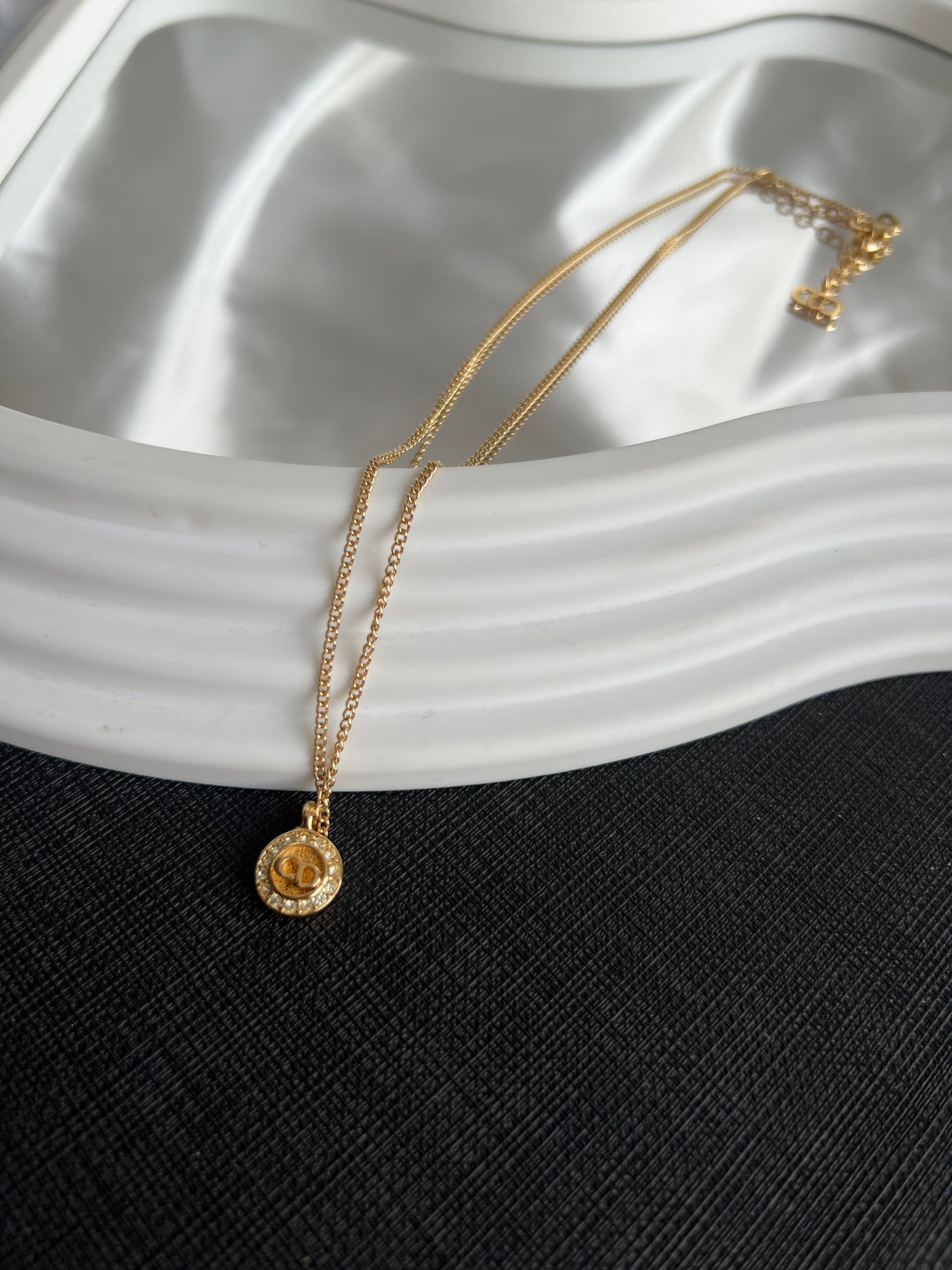 Pre-loved Christian Dior Vintage CD Pendant Crystal-embellished Necklace
