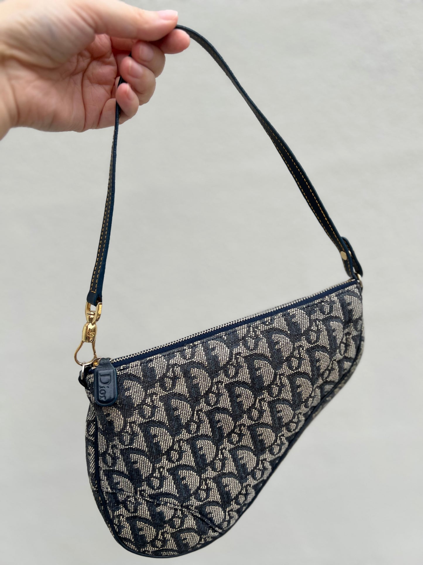 Pre-loved Dior Vintage Monogram Oblique Canvas Mini Saddle Bag