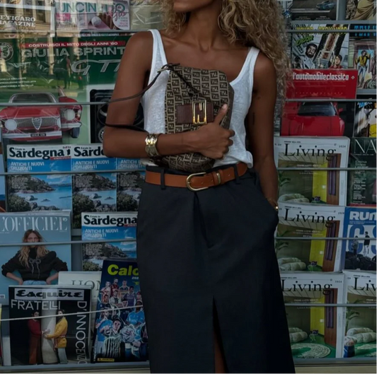 Pre-loved Fendi Vintage Zucchino Pattern Baguette Handbag Brown